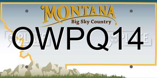 OWPQ14 Montana License Plate