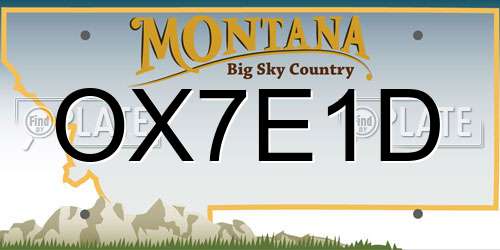 OX7E1D Montana License Plate