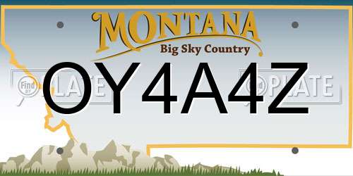 OY4A4Z Montana License Plate