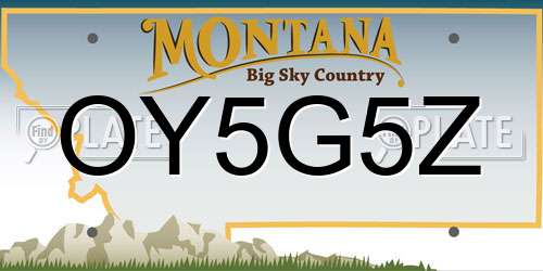 OY5G5Z Montana License Plate