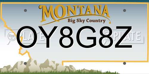 OY8G8Z Montana License Plate