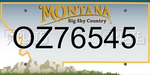 OZ76545 Montana License Plate