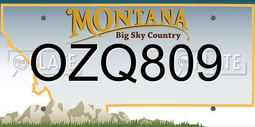 OZQ809 Montana License Plate
