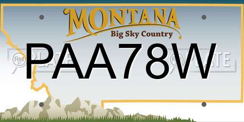PAA78W Montana License Plate