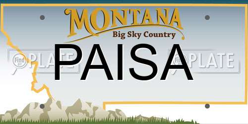 PAISA Montana License Plate