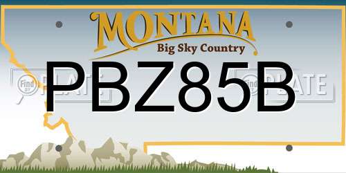 PBZ85B Montana License Plate