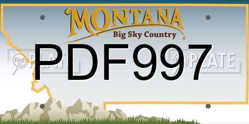 PDF997 Montana License Plate
