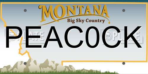 PEAC0CK Montana License Plate
