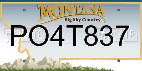PO4T837 Montana License Plate