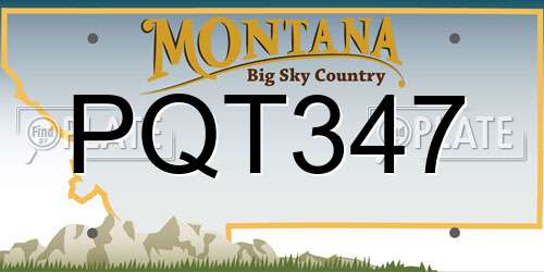 PQT347 Montana License Plate