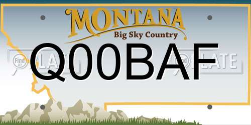Q00BAF Montana License Plate