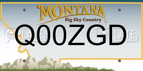 Q00ZGD Montana License Plate