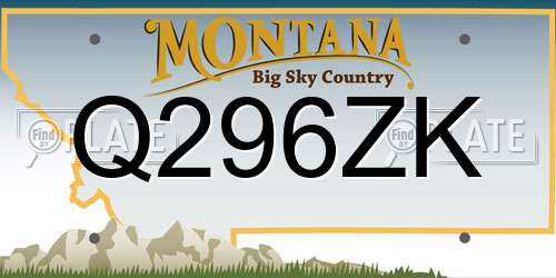 Q296ZK Montana License Plate