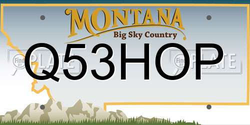 Q53HOP Montana License Plate
