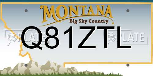 Q81ZTL Montana License Plate