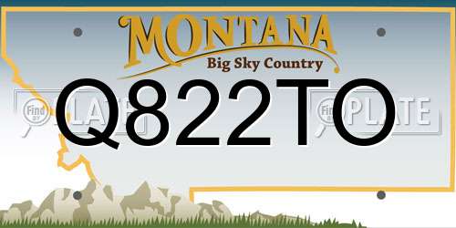 Q822TO Montana License Plate