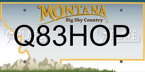 Q83HOP Montana License Plate
