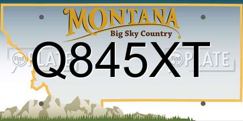 Q845XT Montana License Plate