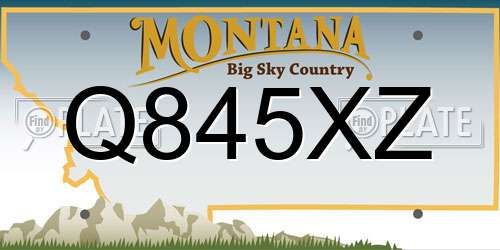 Q845XZ Montana License Plate