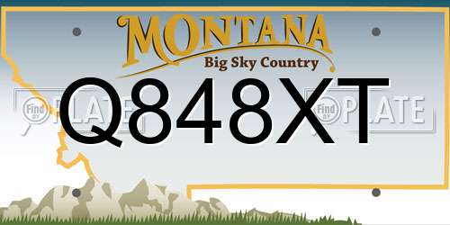 Q848XT Montana License Plate