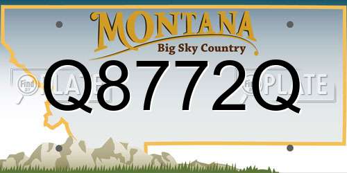 Q8772Q Montana License Plate