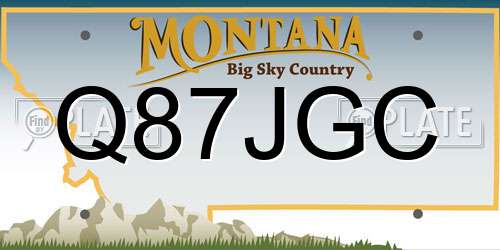 Q87JGC Montana License Plate
