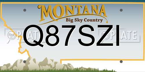 Q87SZI Montana License Plate