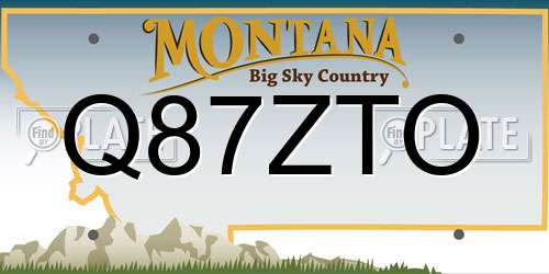 Q87ZTO Montana License Plate