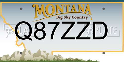 Q87ZZD Montana License Plate
