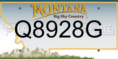 Q8928G Montana License Plate