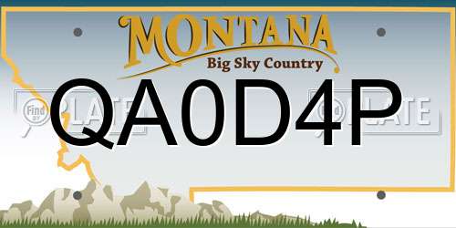 QA0D4P Montana License Plate
