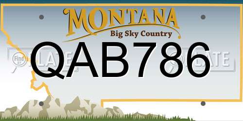 QAB786 Montana License Plate