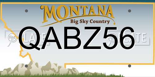 QABZ56 Montana License Plate