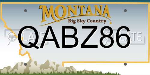 QABZ86 Montana License Plate