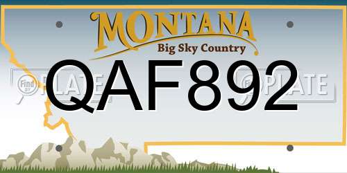 QAF892 Montana License Plate