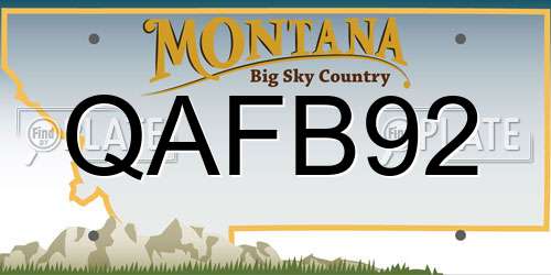 QAFB92 Montana License Plate