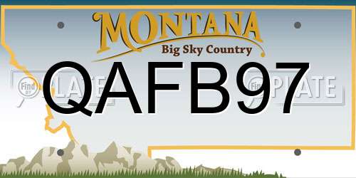 QAFB97 Montana License Plate