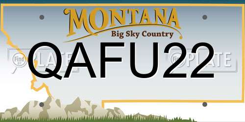 QAFU22 Montana License Plate