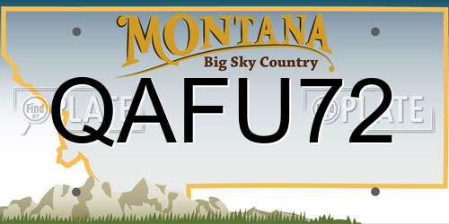 QAFU72 Montana License Plate