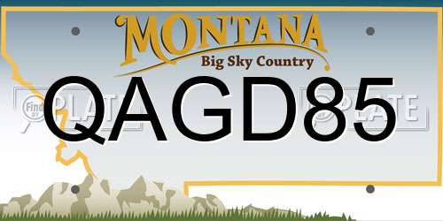 QAGD85 Montana License Plate