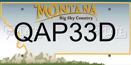 QAP33D Montana License Plate
