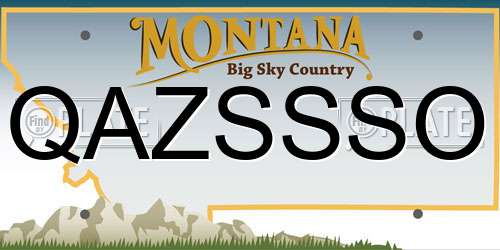 QAZSSSO Montana License Plate