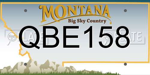 QBE158 Montana License Plate