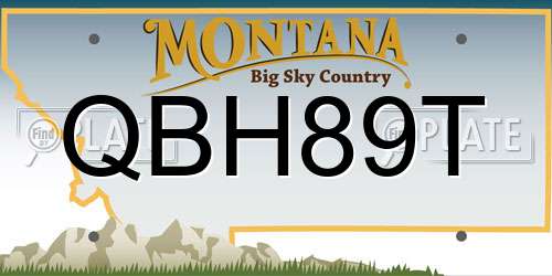 QBH89T Montana License Plate