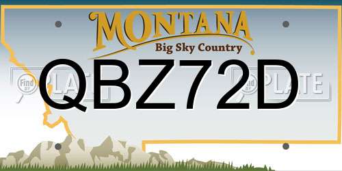 QBZ72D Montana License Plate