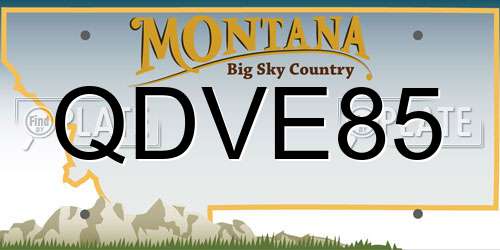 QDVE85 Montana License Plate
