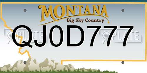 QJ0D777 Montana License Plate