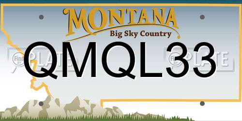 QMQL33 Montana License Plate
