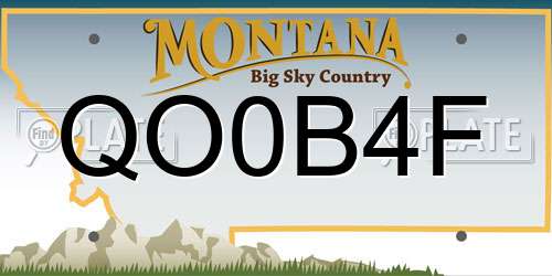 QO0B4F Montana License Plate