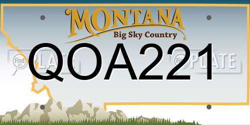 QOA221 Montana License Plate